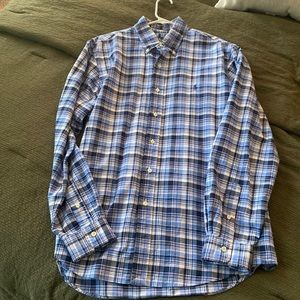 Mens Classic Fit Ralph Lauren Blue Plaid Button Up - Size L. NWOT